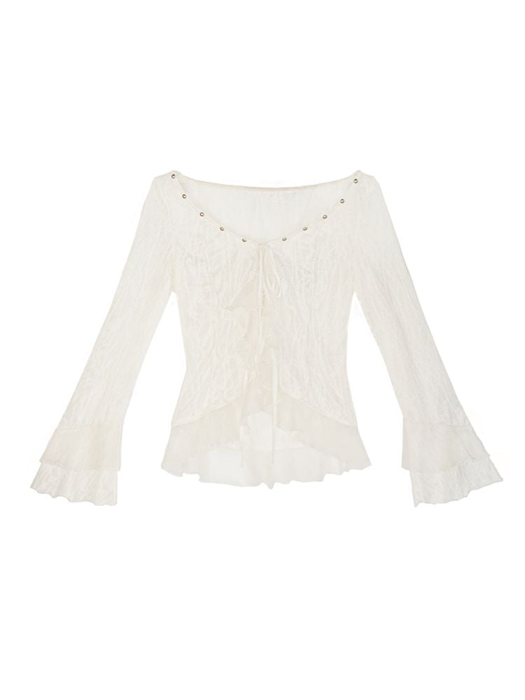 Slim beige Lace Knit Cardigan【s0000009917】