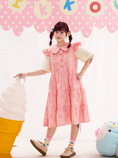 Animal Angel Fly Sleeve Pink Dress【s0000013188】