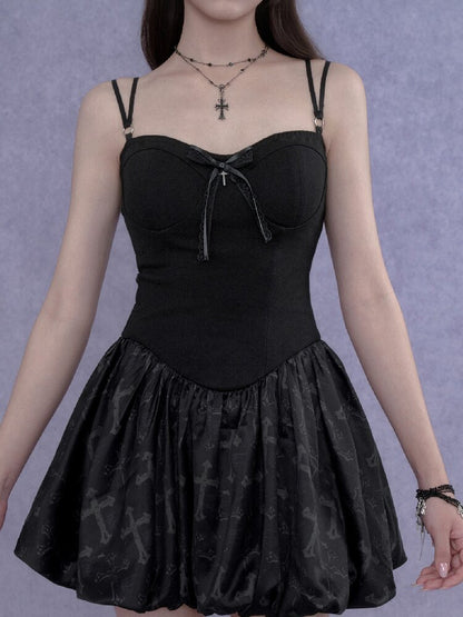 Cross Shaped Flower Bud Strap Dress【s0000017278】