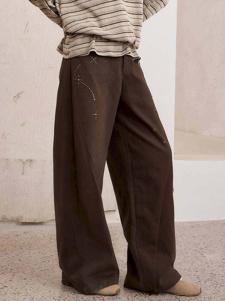 Imitation hot diamond straight loose trousers【s0000014385】