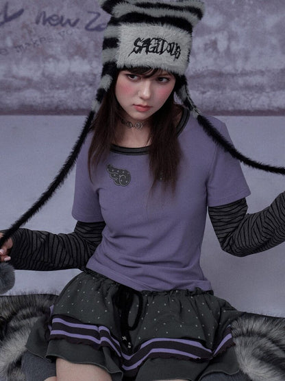 Fake Two Straight Shoulder T-shirt【s0000015763】