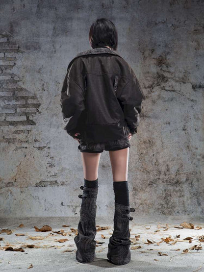 Oversized Fleece-Lined Flight Jacket【s0000014483】