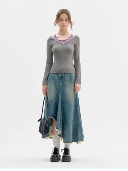 Ballet Style Knitted Bottom Shirt【s0000011508】