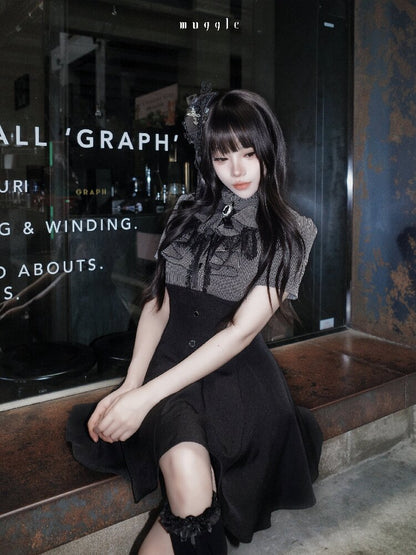 French Stripe Panel A-Line Dress【s0000016937】