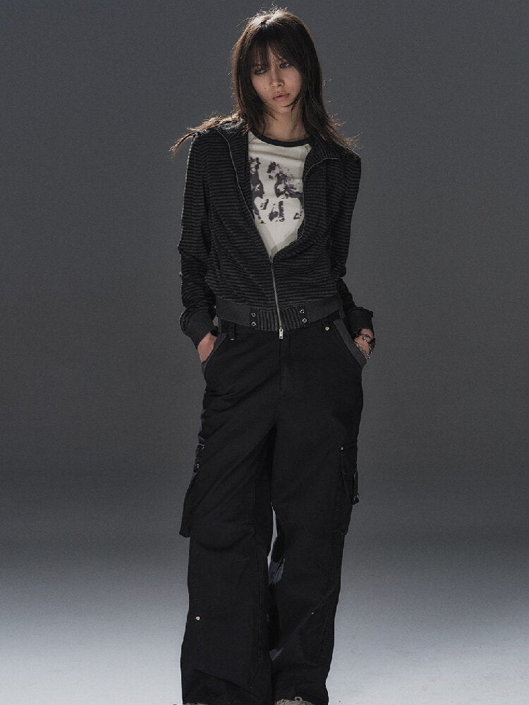 Striped Webbing Fleece Light Jacket【s0000016231】
