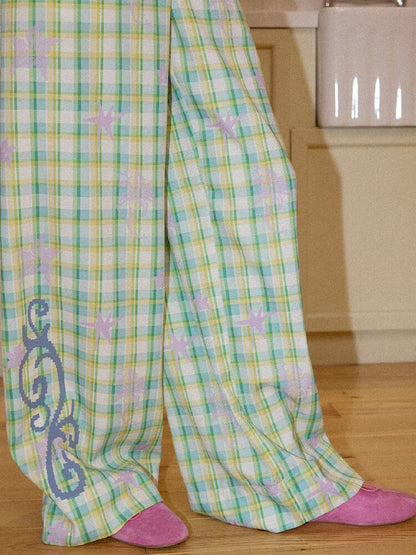 Plaid Print Loose Straight Pants【s0000016660】