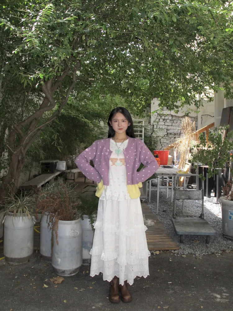 Patchwork Maxi Dress Cake-Style Skirt【s0000014166】