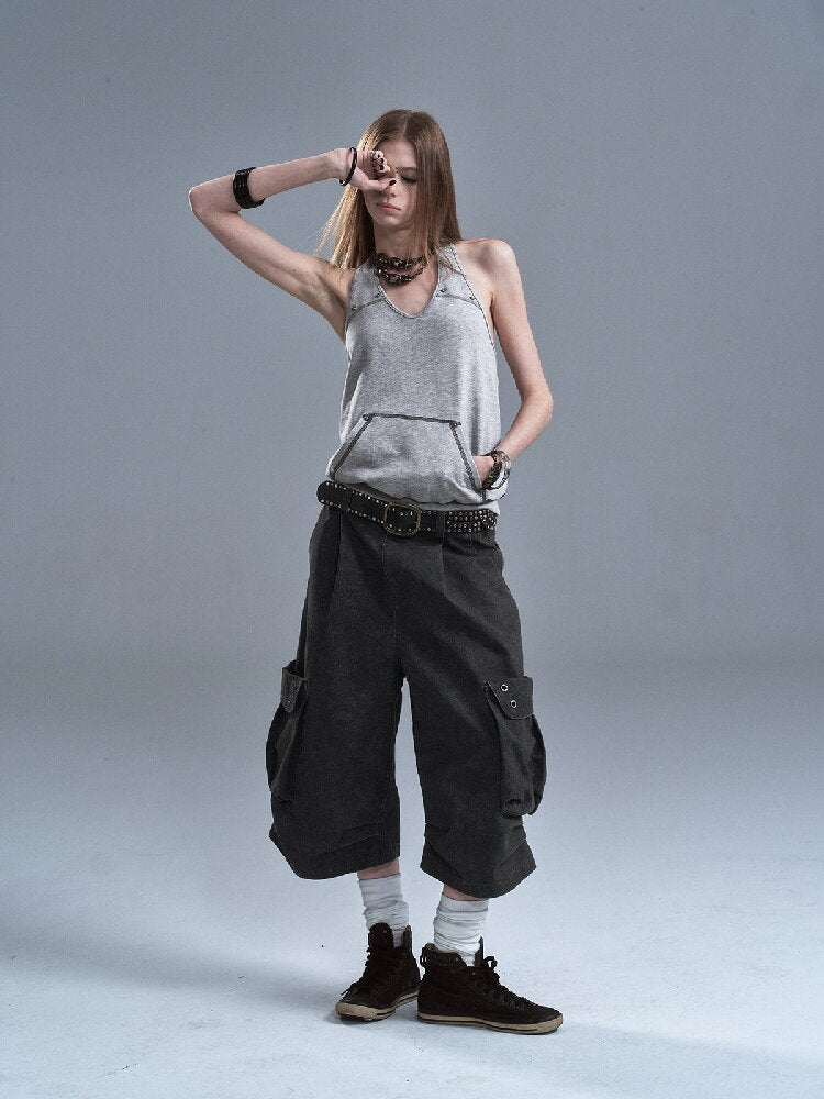 Halterneck Rivet Split Terry Vest【s0000016902】