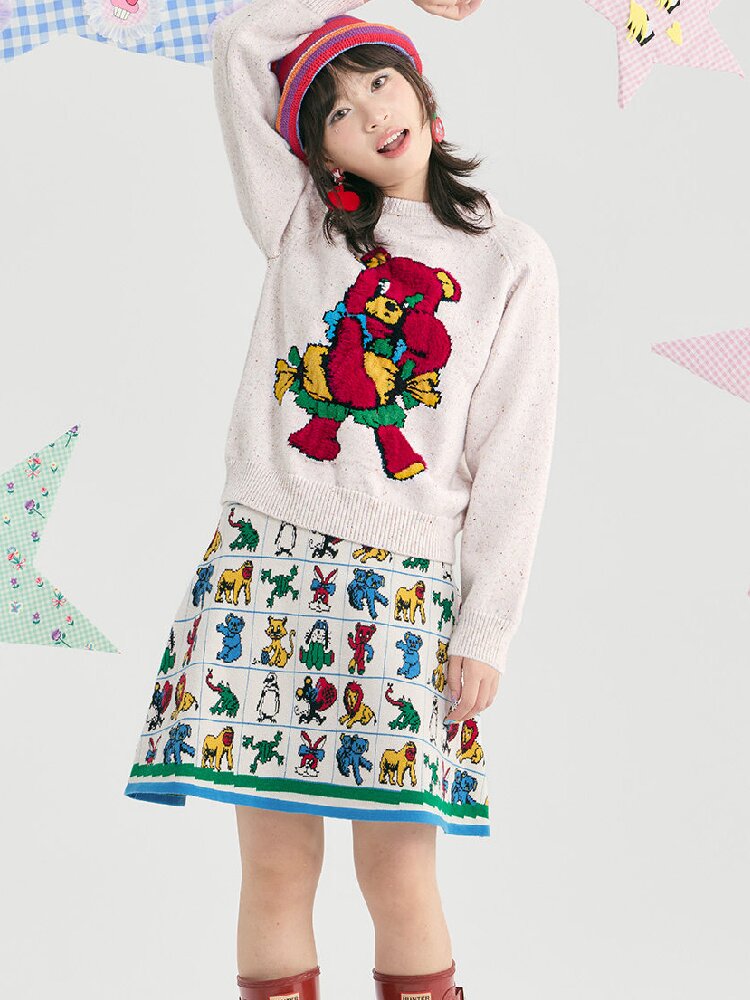 Colorful Animal Knit A-Line Skirt【s0000019254】