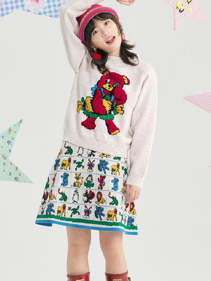 Colorful Animal Knit A-Line Skirt【s0000019254】