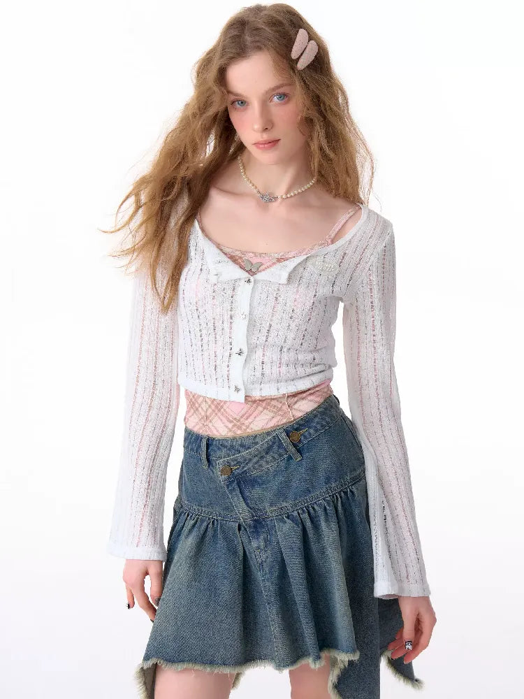 Short White Hollow Thin Jacket【s0000011679】