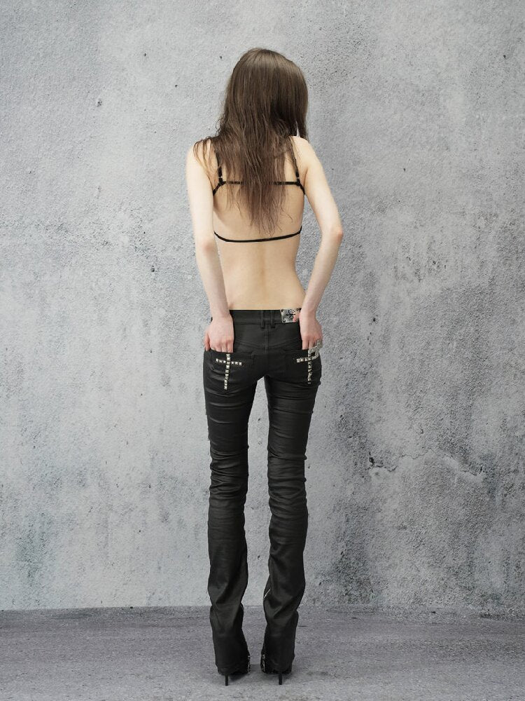 Coated Zip Stud Skinny Pants【s0000016943】
