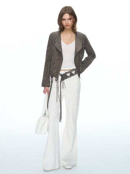 Vintage Suede Slim Cropped Jacket【s0000015859】