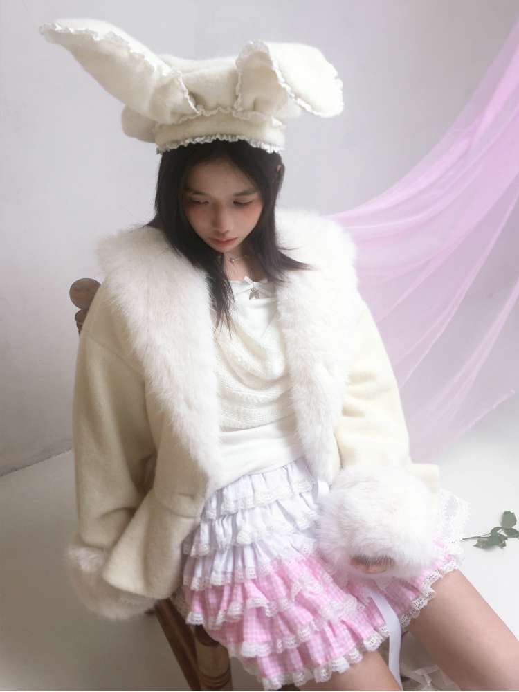 Pink Grid Gradient Lace Short Skirt【s0000014940】