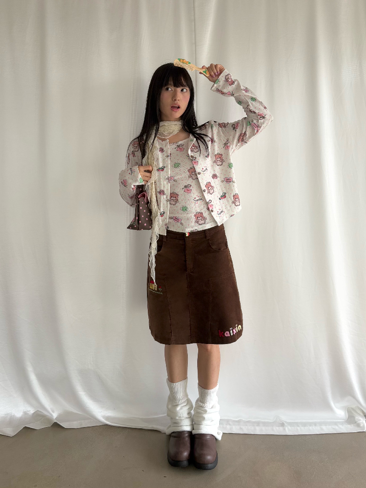 Bear Heart Print Cardigan Set【s0000019085】