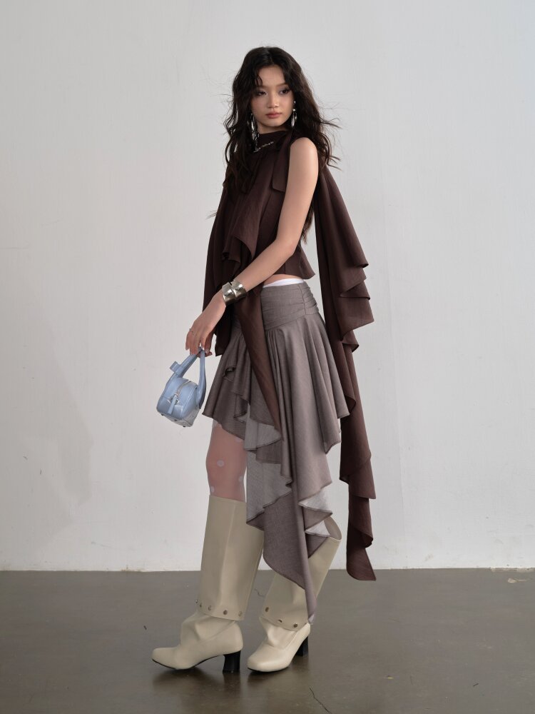 Off Shoulder Lace Up Cape Camisole【s0000015695】