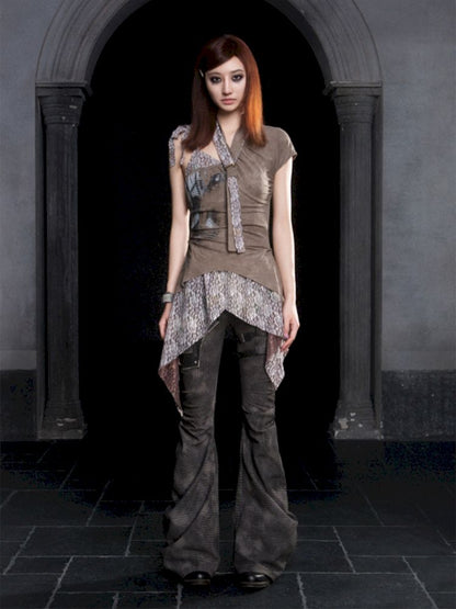 Slanted shoulder fake two-piece camisole【s0000012304】