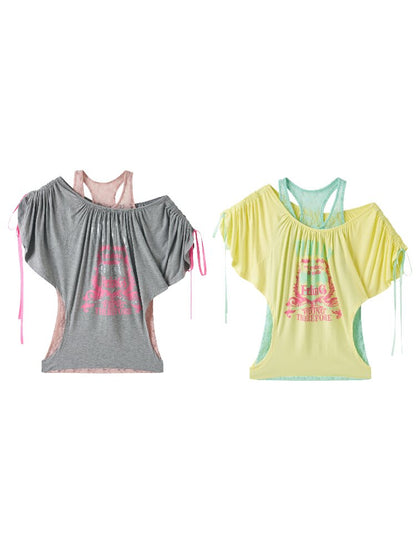 Two Piece Single Shoulder T Shirt【s0000017645】