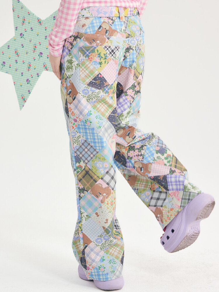 Vintage Bear Floral Patchwork Pants【s0000018721】