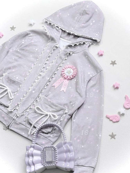 Ghost Horse Gray Rabbit Ear Hooded Sweatshirt【s0000014694】