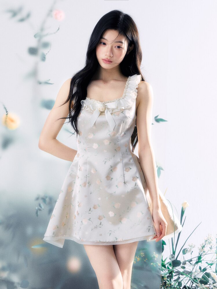 Oil Painting Jacquard Rose Dress【s0000015915】