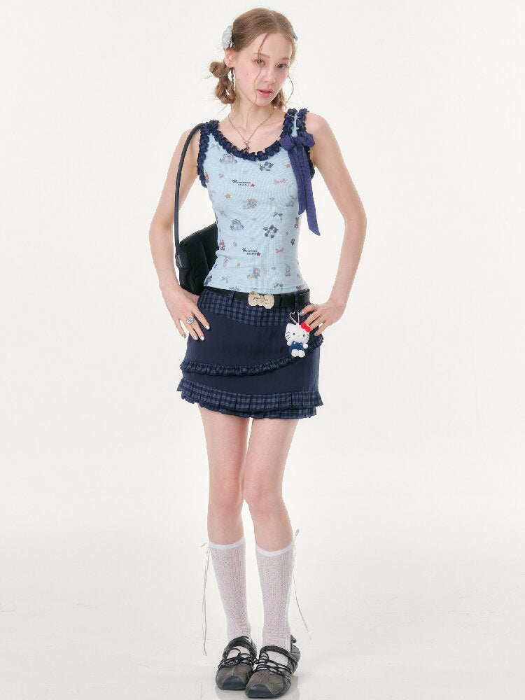 Plaid Pleated Hem Slimming Skirt【s0000016608】