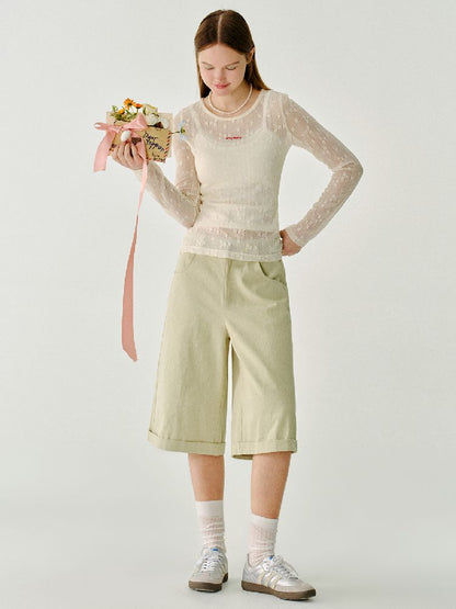Lace round neck T-shirt【s0000011982】