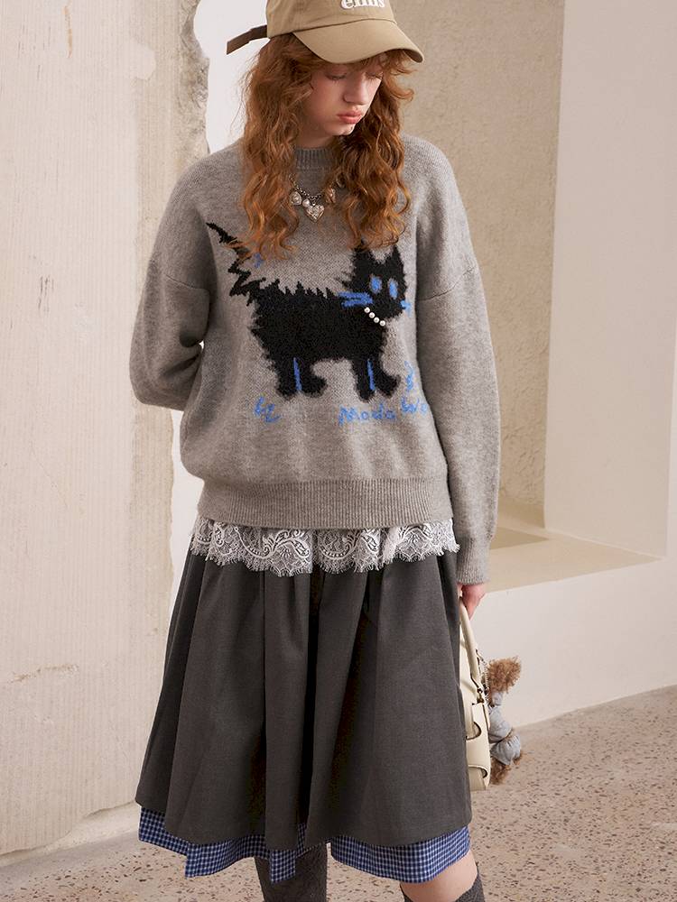 Long sleeves cute loose pullover sweater【s0000014382】