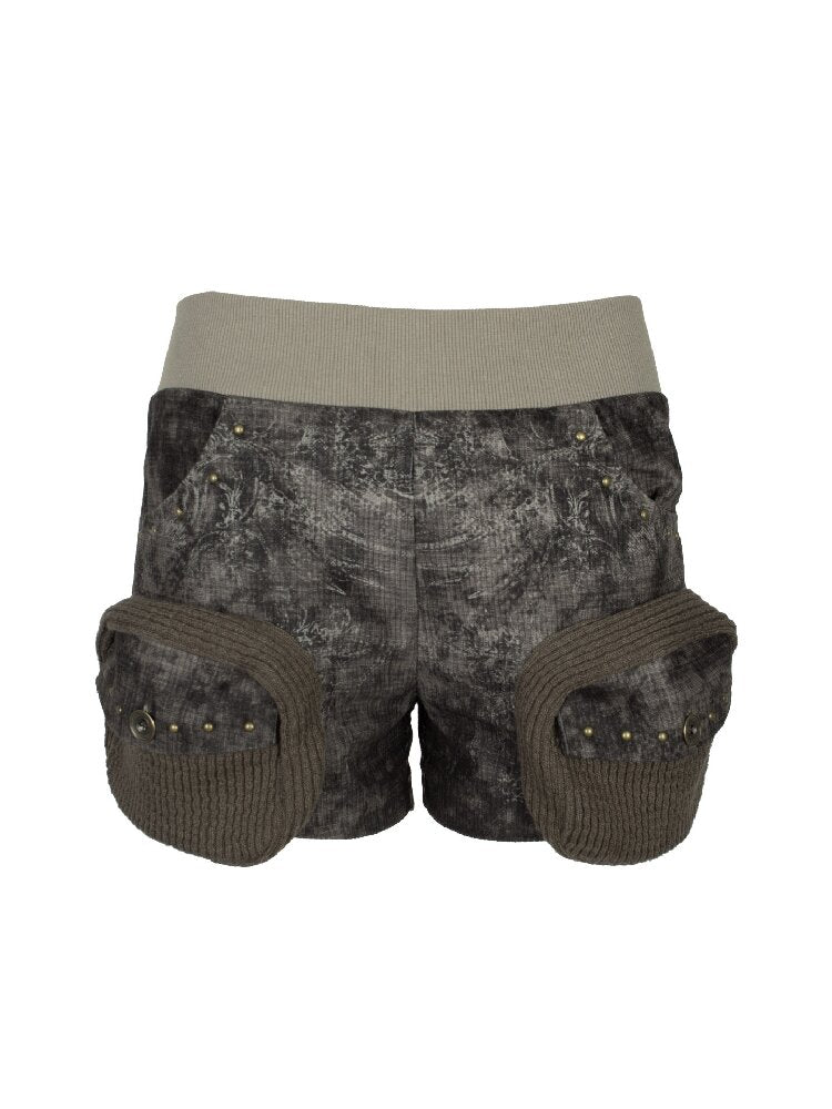 Old Pattern Graffiti Patchwork Shorts【s0000018078】