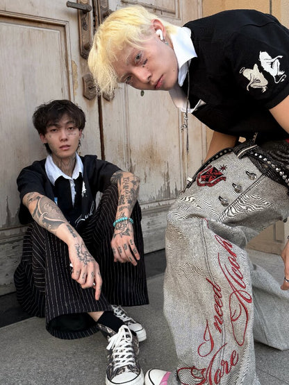 Cow Scimitar Wide Leg Denim Jeans【s0000016966】