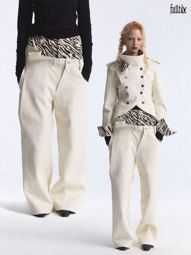 Irregular Zebra Wide Leather Pant【s0000015392】