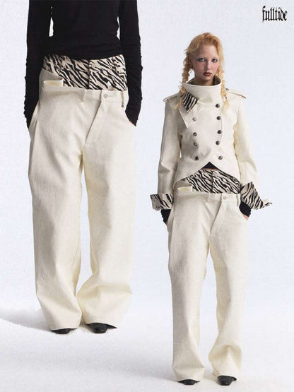 Irregular Zebra Wide Leather Pant【s0000015392】