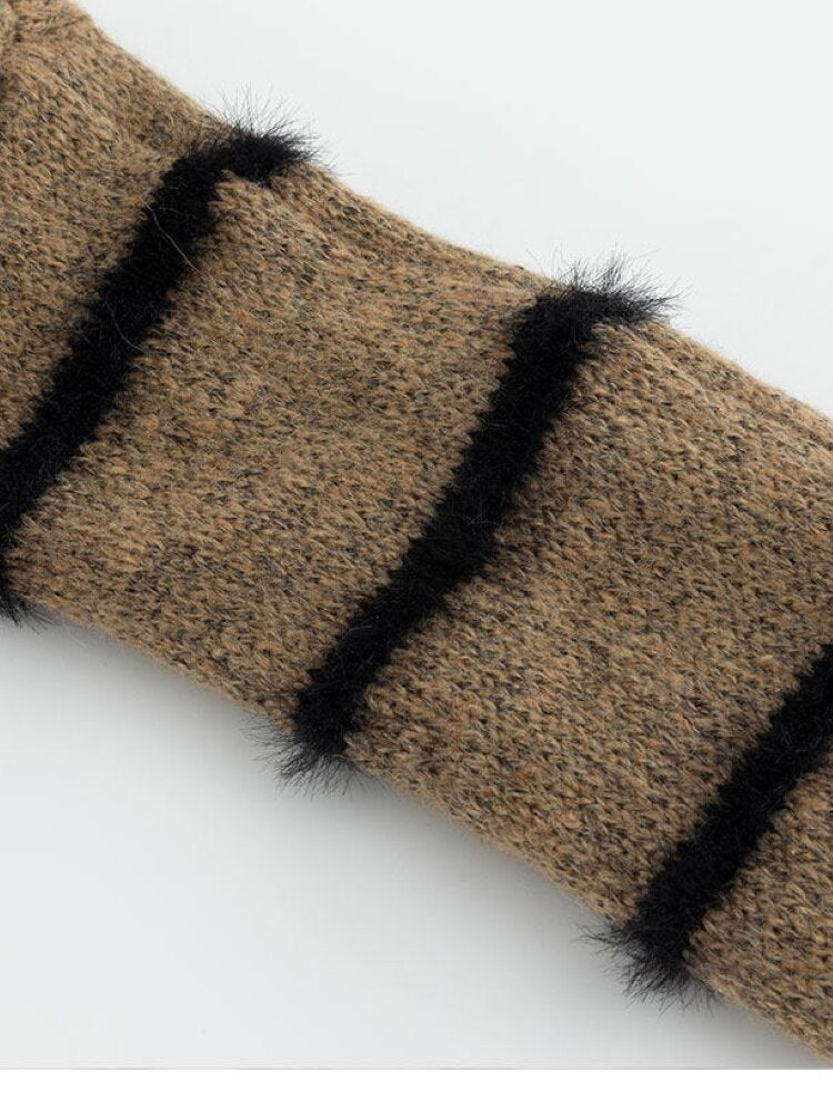 Twill Stripe Braided Wool Sweater【s0000015553】