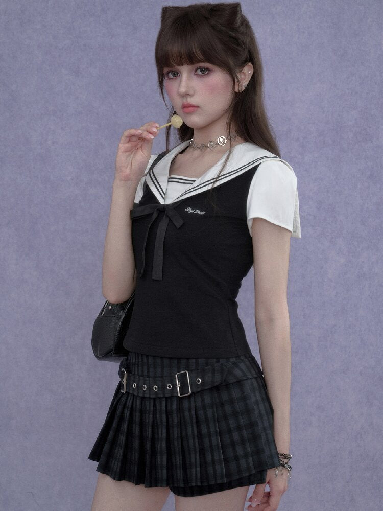 Sailor Collar Top Slimming Versatile【s0000017277】