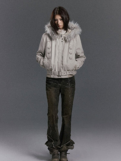 Riveted Distressed Dirty Dye Denim Pants【s0000019246】