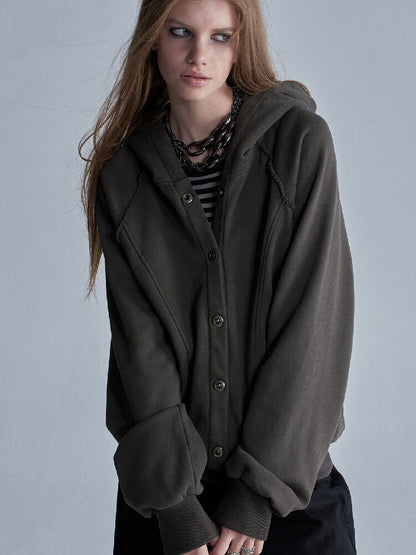 Terry Hooded Split Loose Sweatshirt【s0000018468】