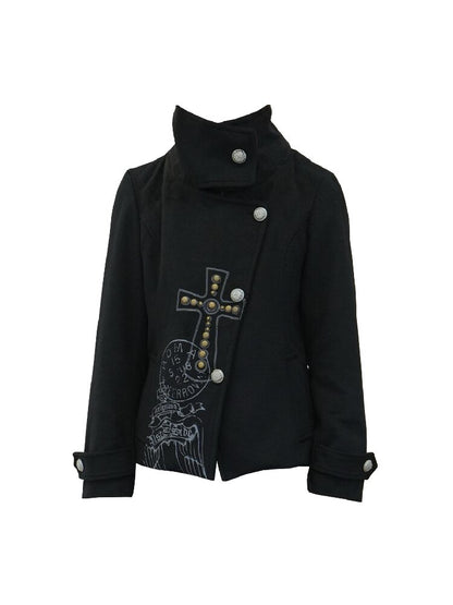 Vintage Cross Print Rivet Jacket【s0000018073】