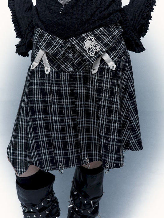 Peplum irregular pleated bustier midi skirt【s0000005970】