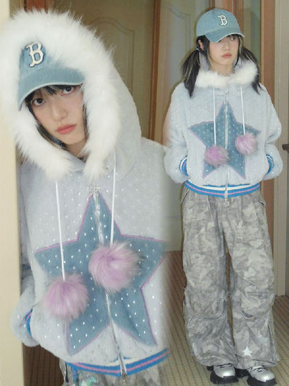 Star Plush Hooded Jacket【s0000010864】