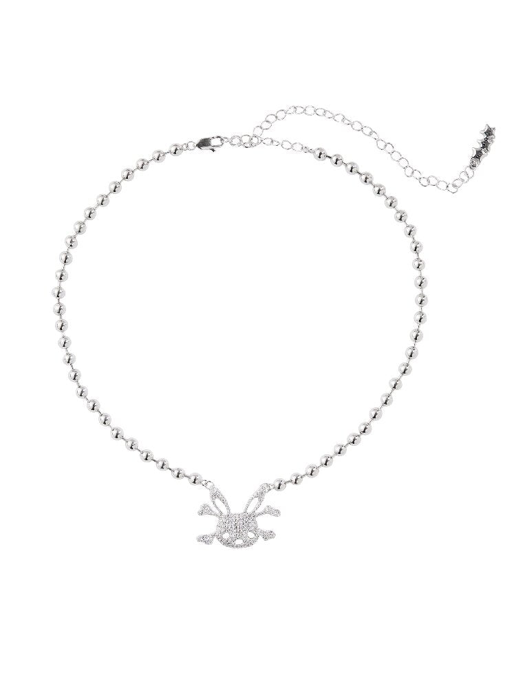 Full Diamond Bunny Skull Necklace【s0000016045】