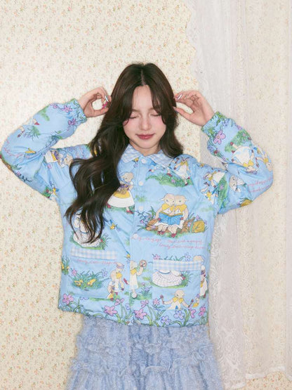 Lamb Illustration Print Down Jacket【s0000014498】