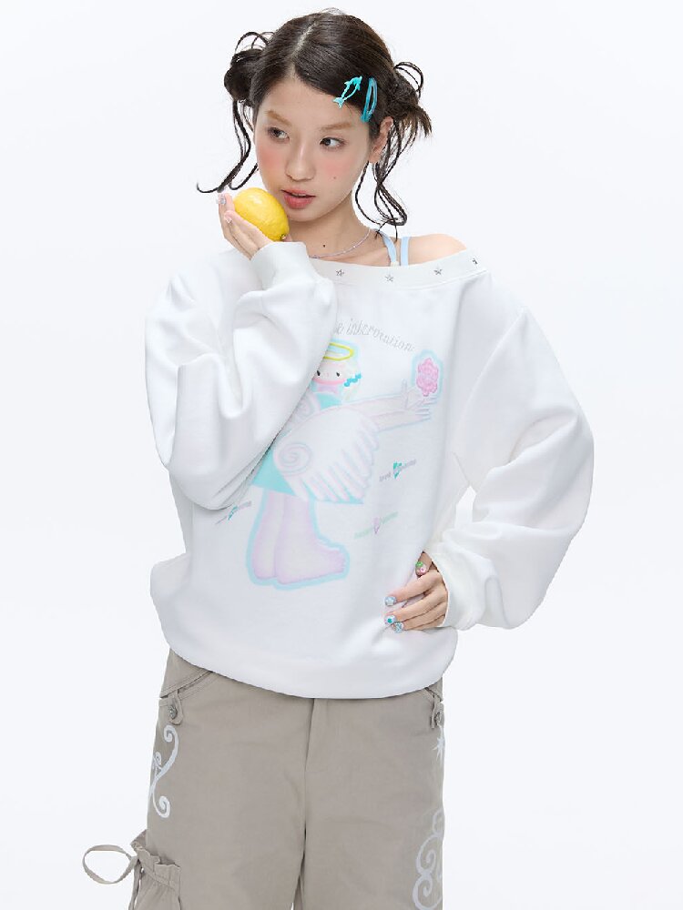 White Star Bead Shoulder Sweatshirt【s0000016384】
