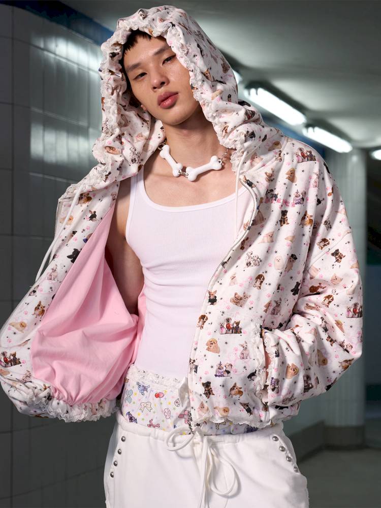 Puppy Print Sweatshirt Jacket【s0000014413】