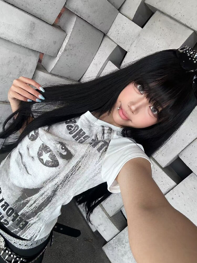 Portrait Diamond Print Raglan Tee【s0000018216】