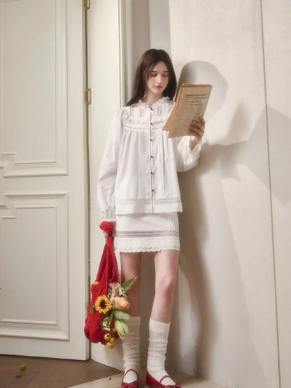 Natural Cotton Shirt Skirt Set【s0000014330】