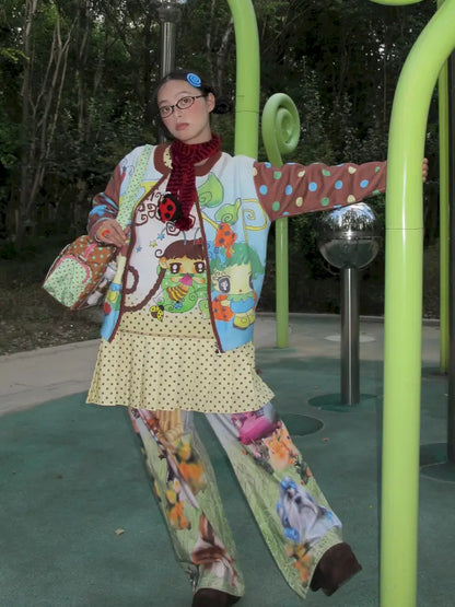 Blue-Brown Knit Cardigan Sweater【s0000014191】