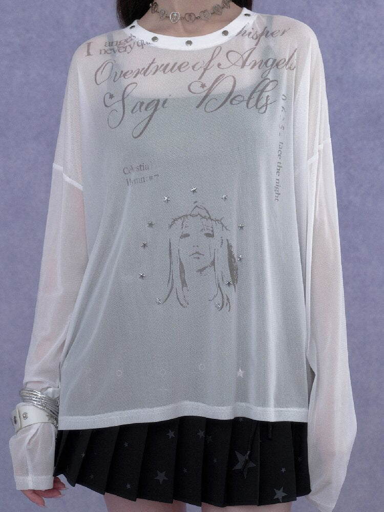 Fighting Spirit Mesh Print Casual T-shirt【s0000017269】