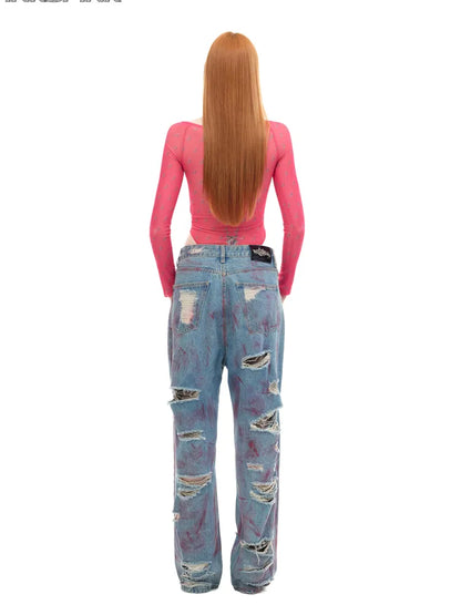 Super-Ripped Gender-Neutral Relaxed Fit Jeans【s0000014004】