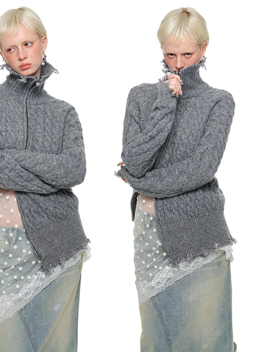 Slant Placket Knit Cardigan【s0000011576】