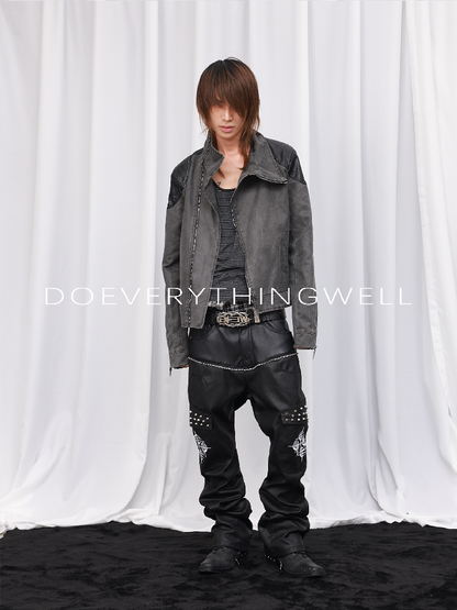 Washed Leather Diamond Pattern Jacket【s0000019122】
